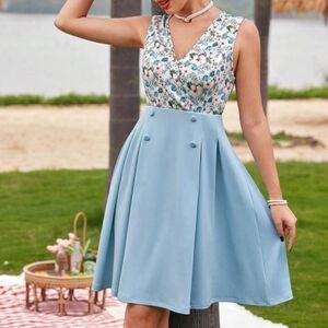 Retro Floral Swing Dress